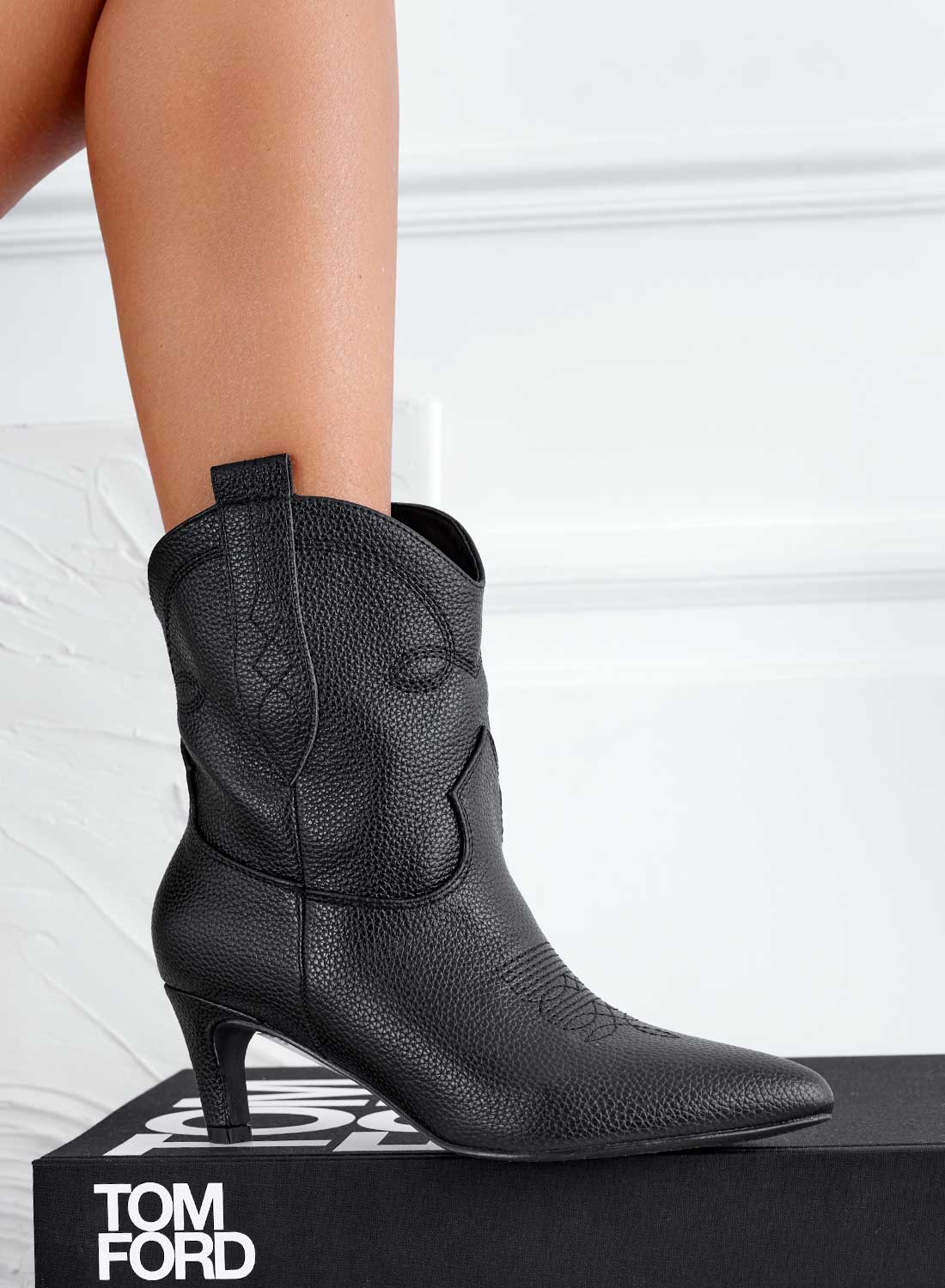 MERFY - Black camper ankle boots with stiletto heel