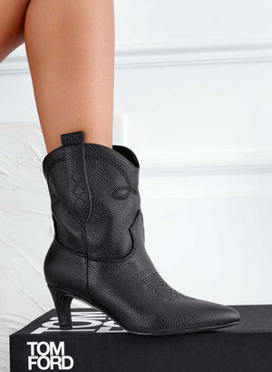 MERFY - Black camper ankle boots with stiletto heel