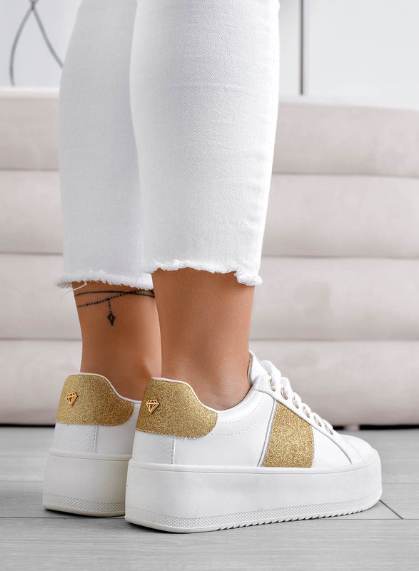 CIRCE - Sneakers bianche Alexoo con glitter oro