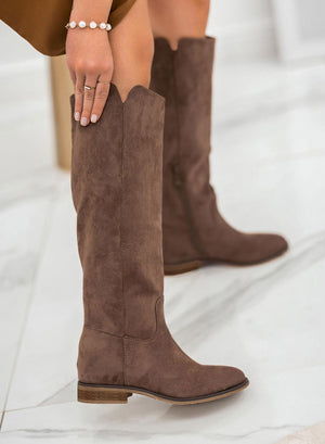 Alexoo brown suede boots with internal wedge