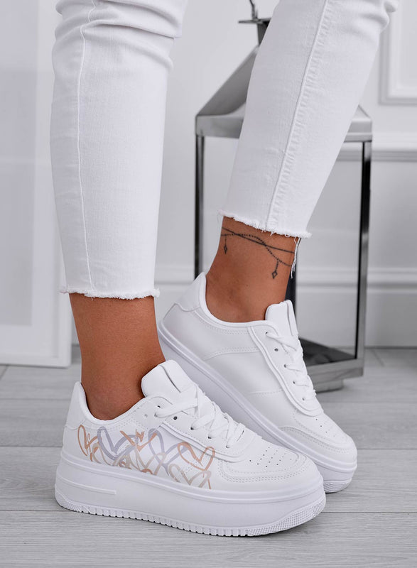 TAYLOR - Sneakers bianche con stampa cuori