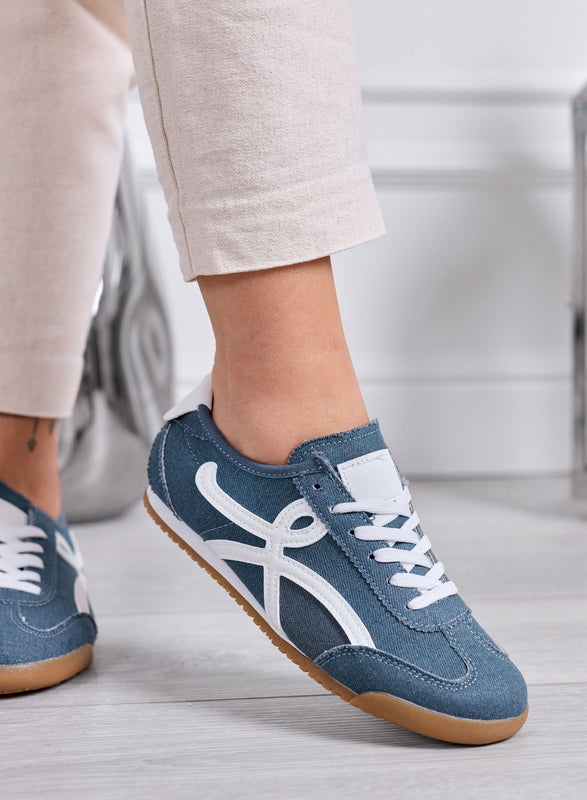 RAMONA - Blue Jeans Sneakers with White Details