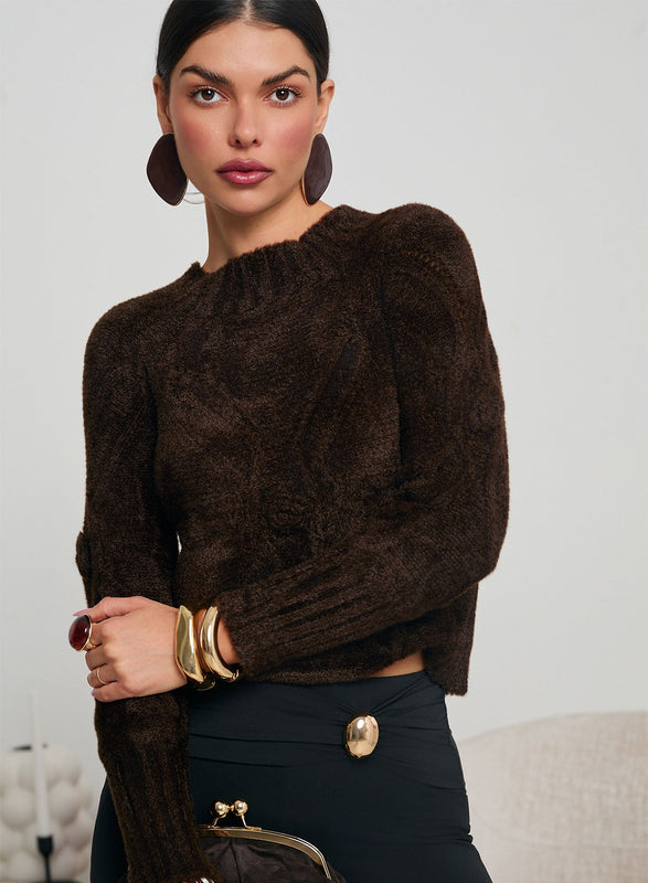 Brown sweater in soft suede fabric