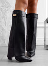 ALBIA - Black Alexoo boots in faux leather with cuff