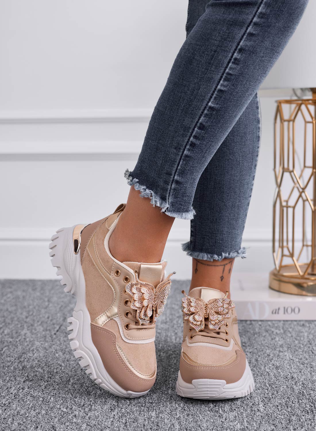 ANGELINA - Mud sneakers with jeweled butterfly applique