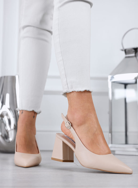 MILLER - Décolleté Slingback nude con Tacco Largo