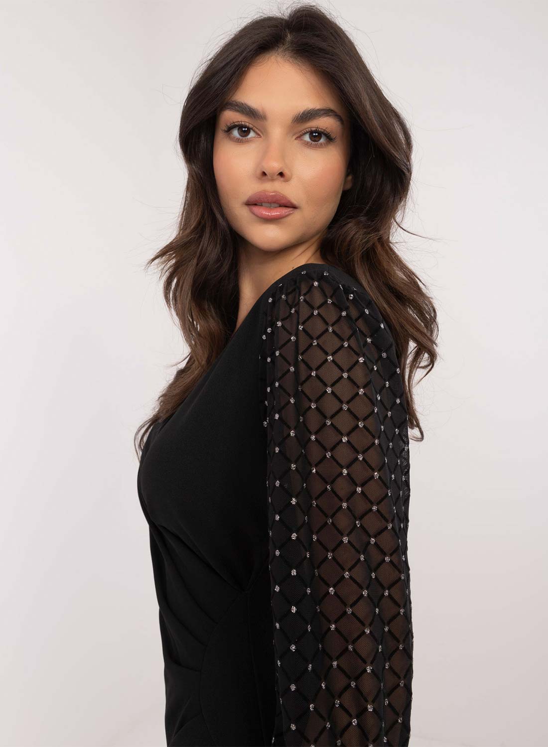 Black dress with sheer sleeves