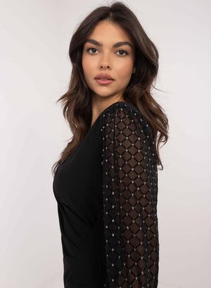 Black dress with sheer sleeves