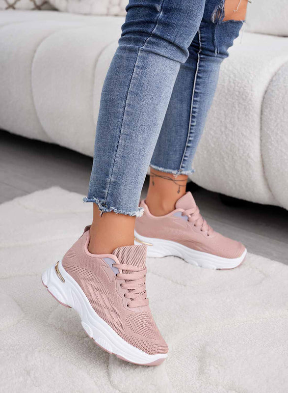 CHIARA - Sneakers rosa in tessuto elastico