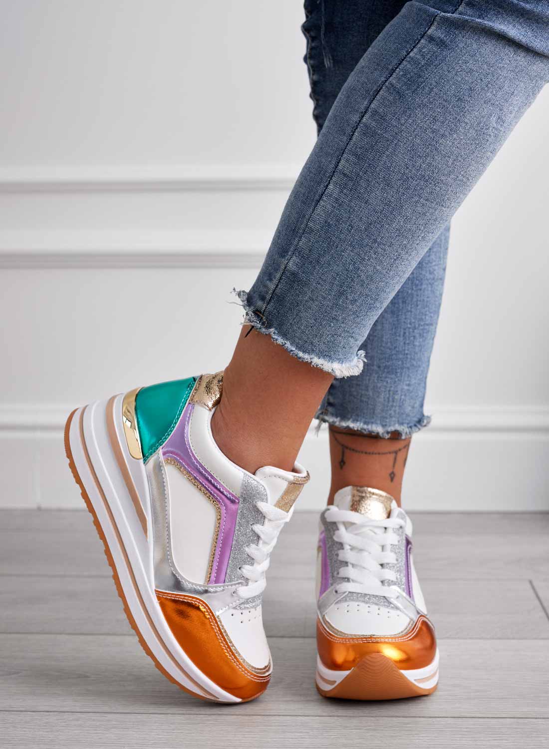 SALEM - Baskets multicolores avec empiècements pailletés