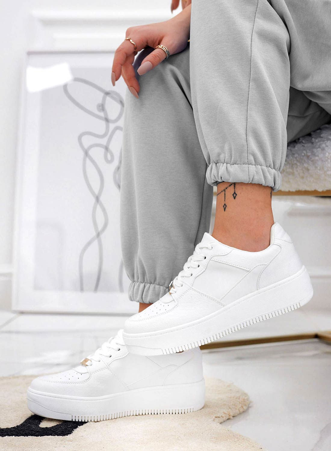 BRITNEY - White perforated Alexoo sneakers