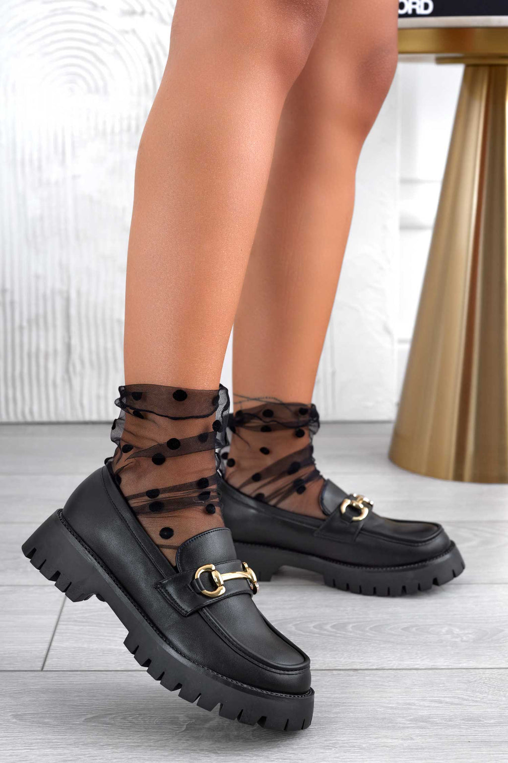 BIRBA - Mocassins noirs avec boucle dorée