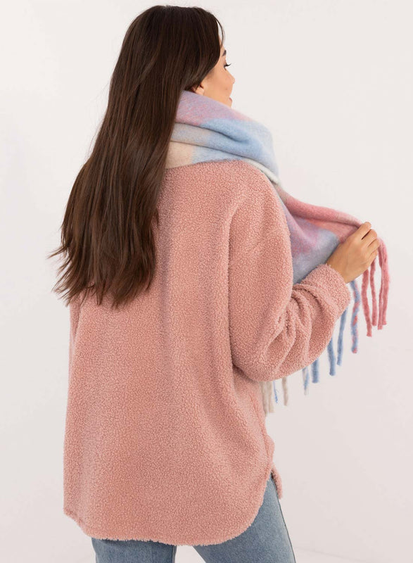 Sciarpa oversize con tonalità rosa azzurro