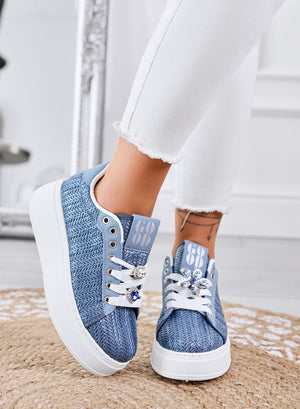 MARISA - Sneakers blu platform  con applicazione gioiello