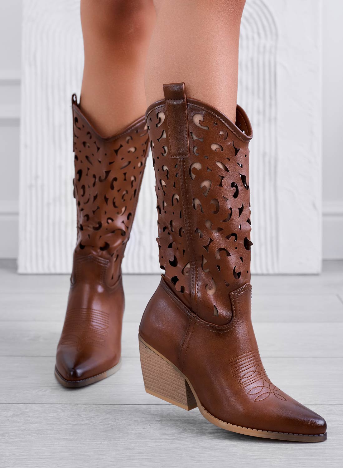 CANOSA - Perforated leather camper ankle boots