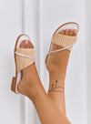 BENEDETTA - Sandali bassi beige con fascia intrecciata