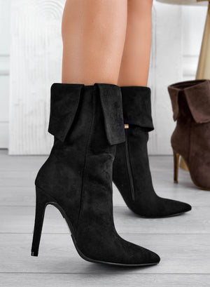 Black ankle boots with cuff and high stiletto heel