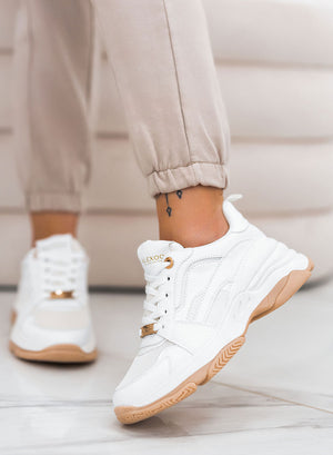 White perforated Alexoo sneakers