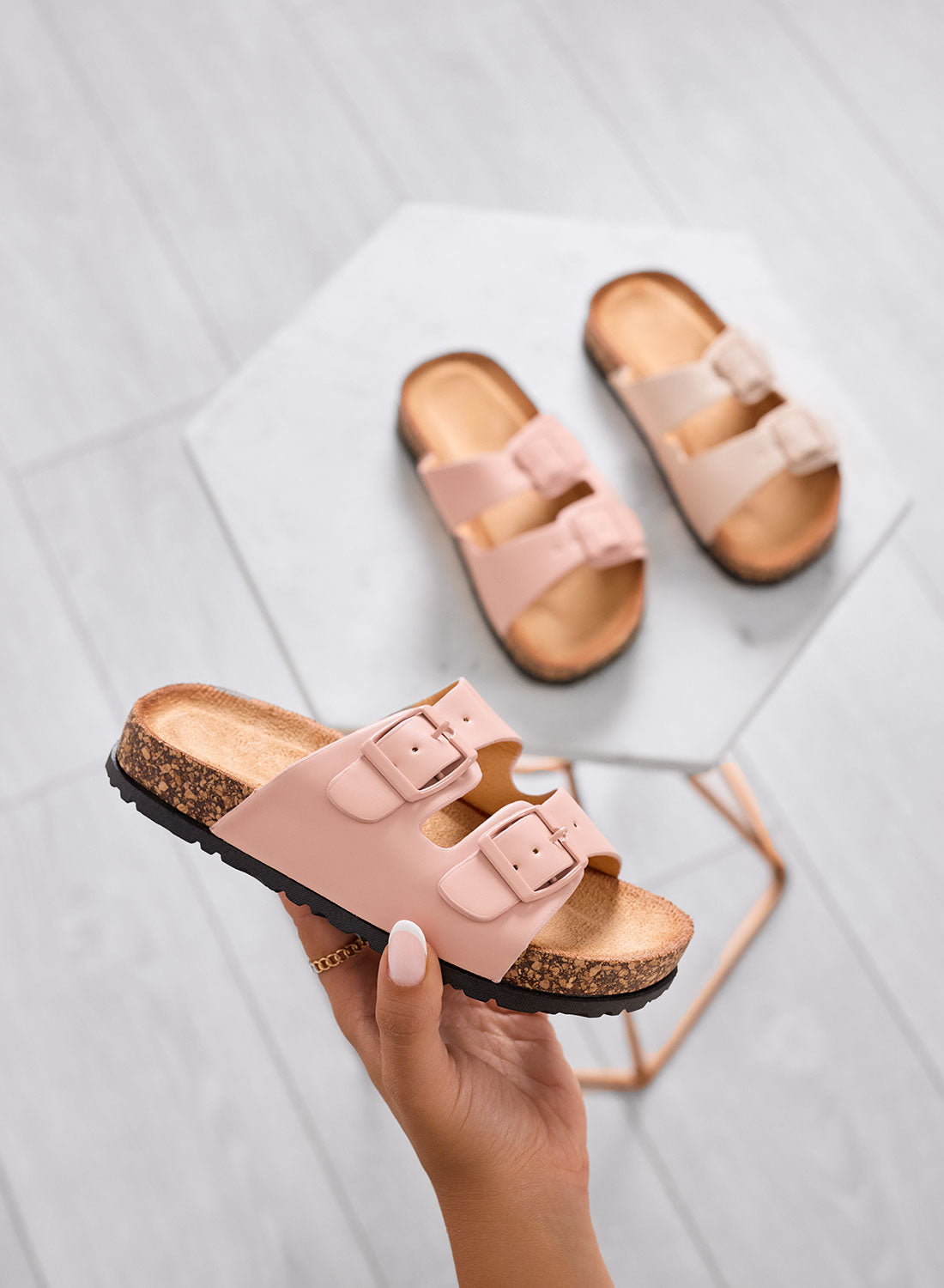 DALIA - Sandales roses Mules fille avec double boucle