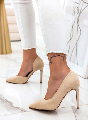 AURORA - Beige Alexoo pumps with side opening