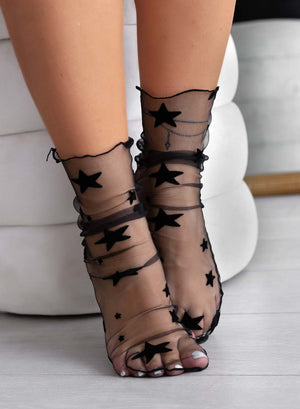 Black sheer socks with star pattern