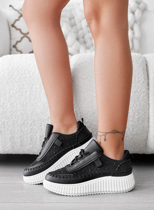 ANTONELLA - Black sneakers with inserts and rhinestones