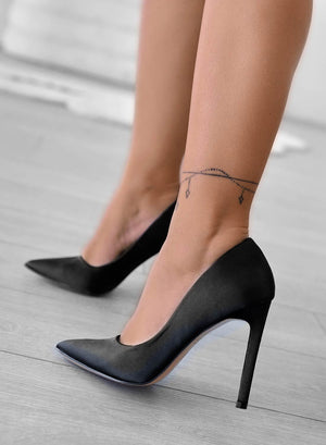 BERTA - Alexoo black satin pumps with high heel