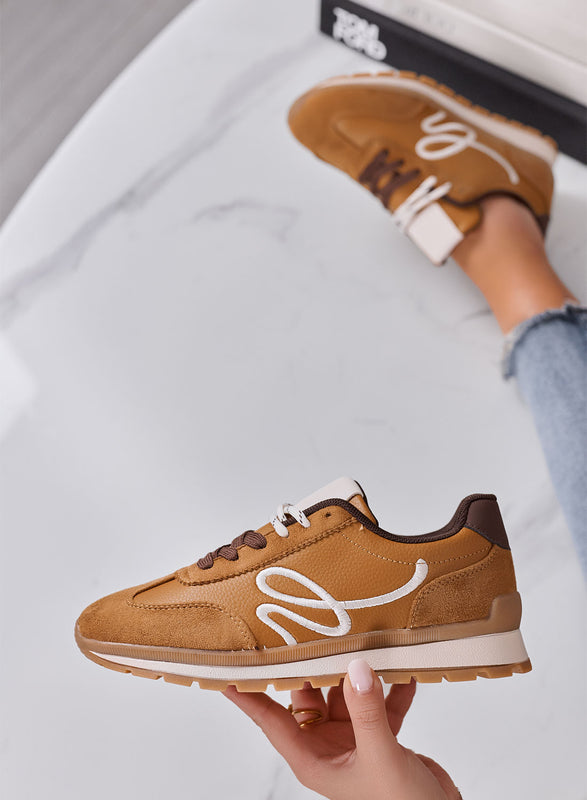 ANNALISA - Sneakers Donna Camel Sportive con Lacci Bicolore