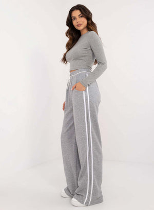 Two-piece grey tracksuit with side stripe