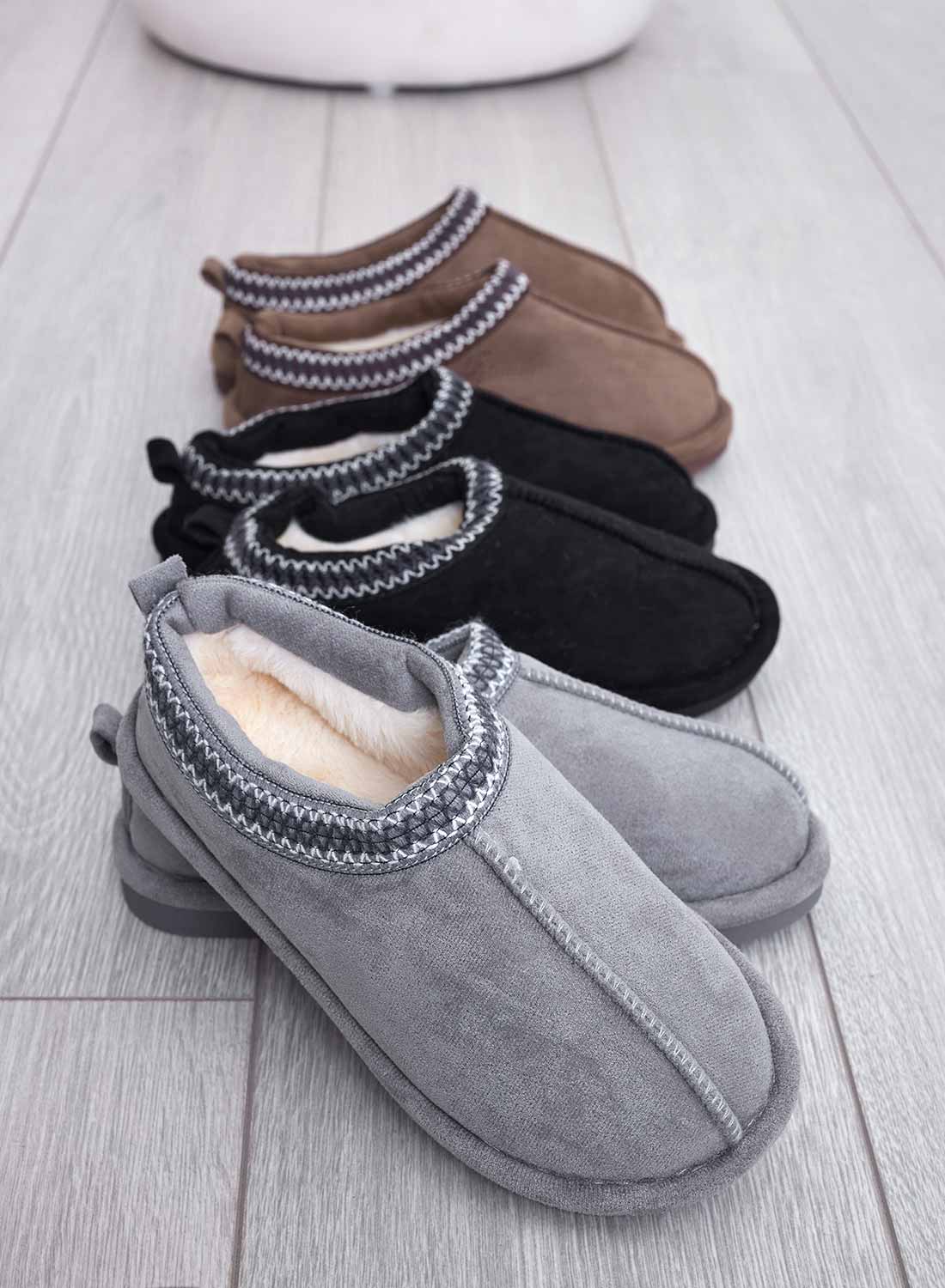 SEAL - Chaussons gris semi-ouverts rembourrés
