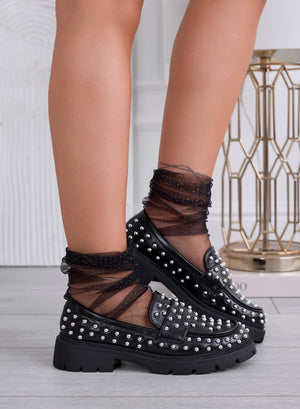 COCCA - Black loafers with silver studs