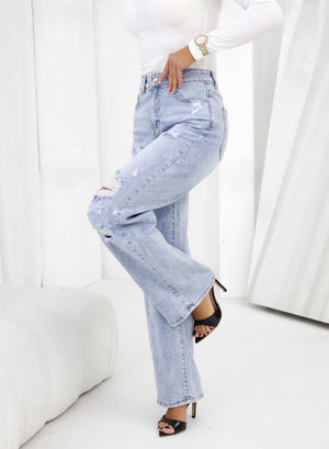 Light blue ripped jeans