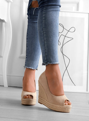 CLEO - Espadrillas Alexoo beige scamosciate con zeppa
