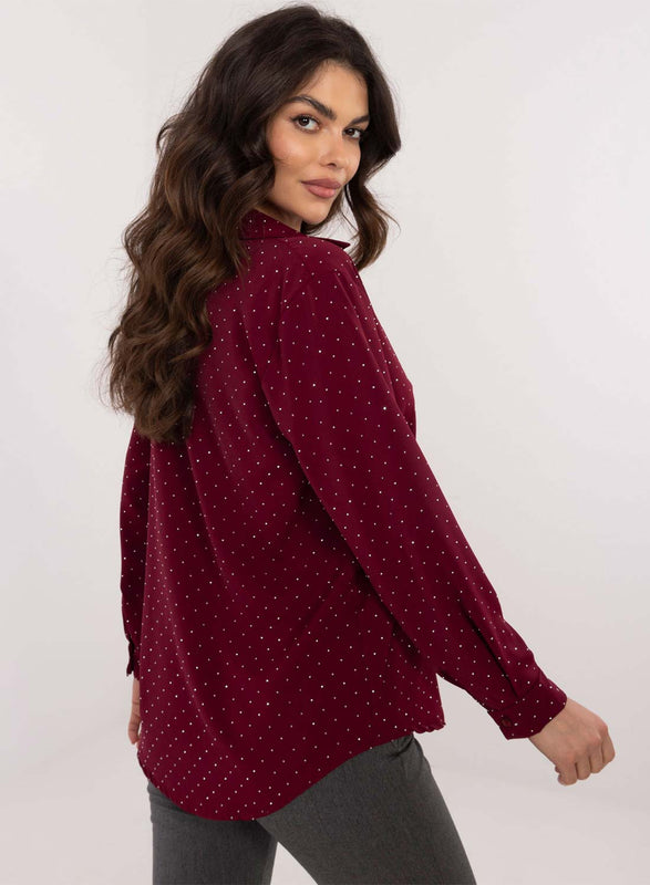 Camicia bordeaux con glitter