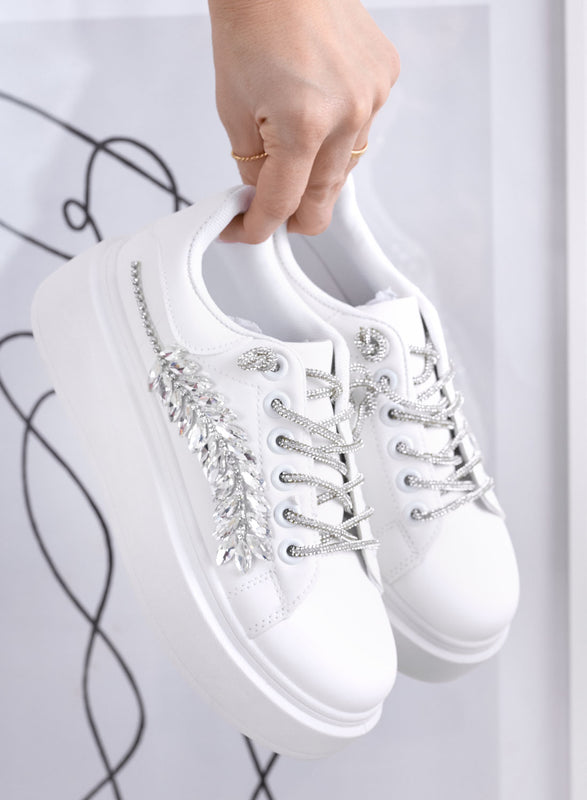 CANDY - Sneakers bianche con applicazioni gioiello