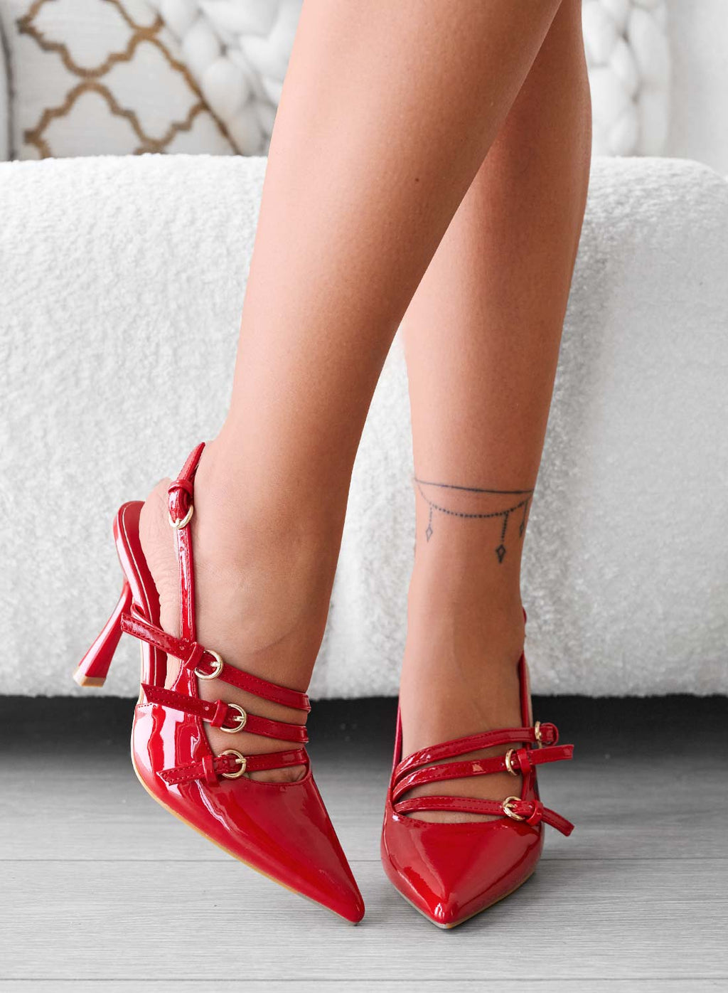 RAYNA - Escarpins rouges en vernis avec boucles