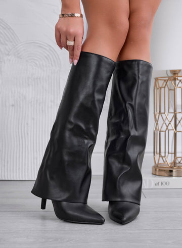 TONYA - Black Alexoo boots with cuff and stiletto heel