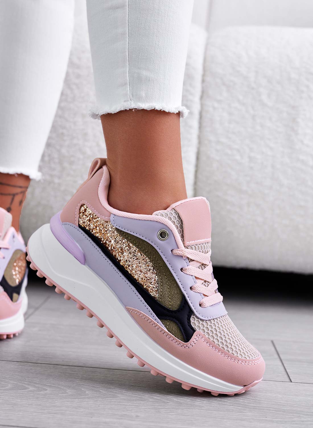 ADRIENNE - Pink multicolor sporty sneakers