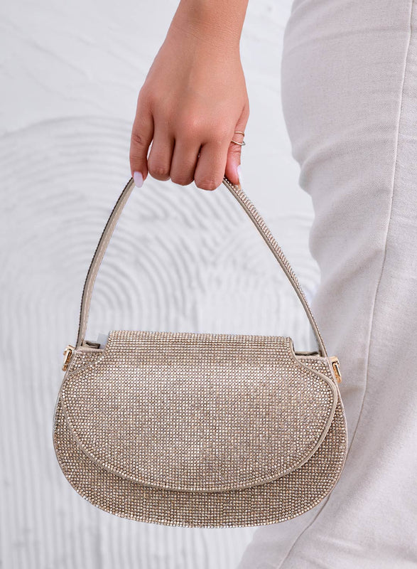 Borsa oro con strass e catena B233