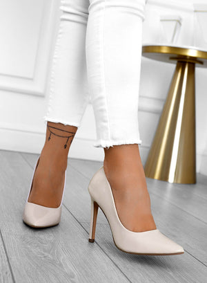 BERTA - Alexoo beige patent leather pumps with high heel