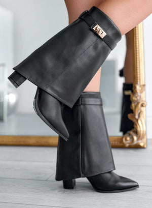 Black Alexoo ankle boots with turn-down cuff
