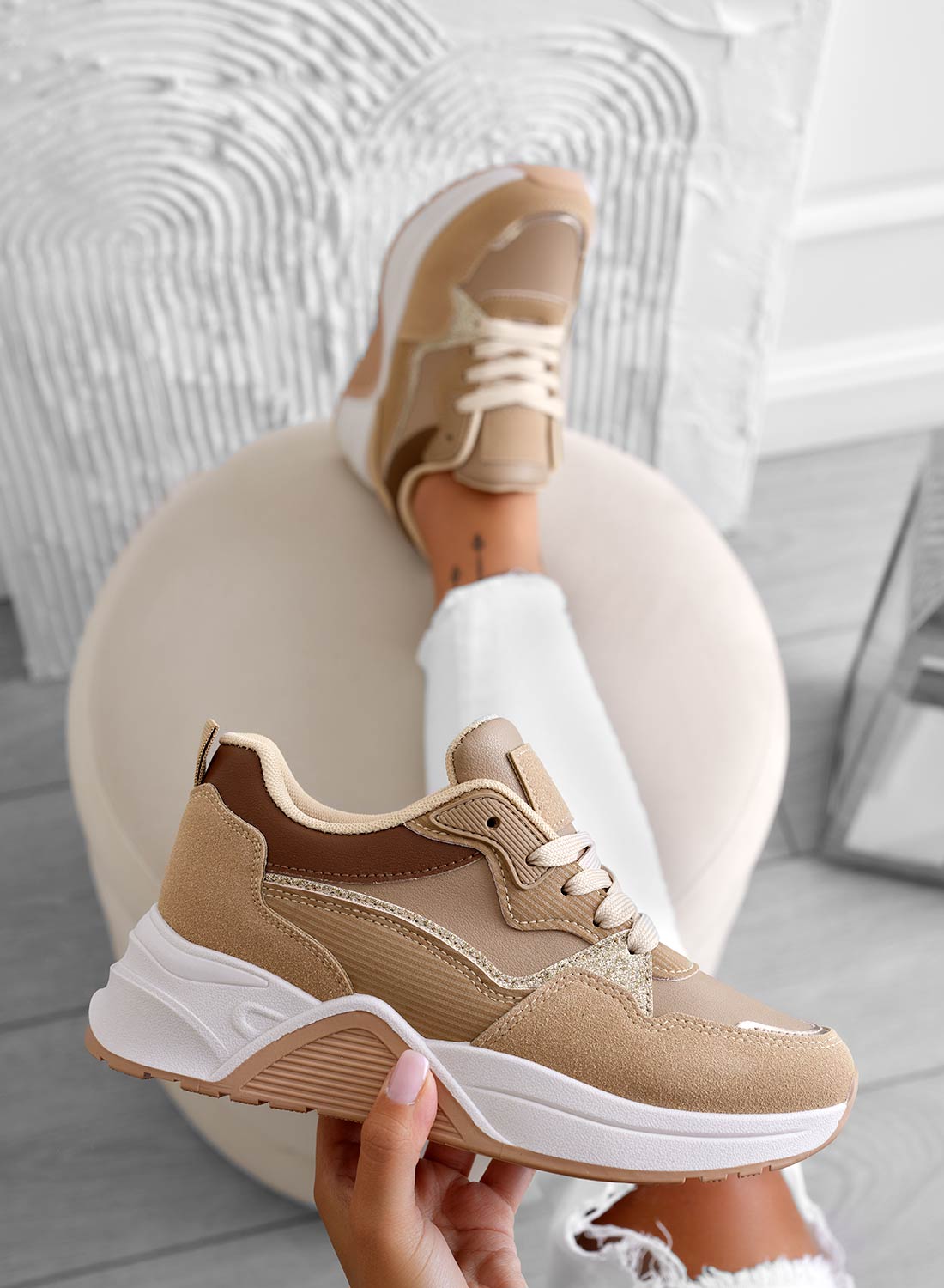 Mud sneakers with contrasting panels