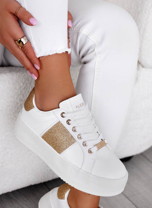 CIRCE - White Alexoo sneakers with gold glitter
