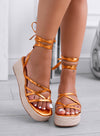 HOT SUN - Sandali platform espadrillas stringate arancio metallizzati Alexoo