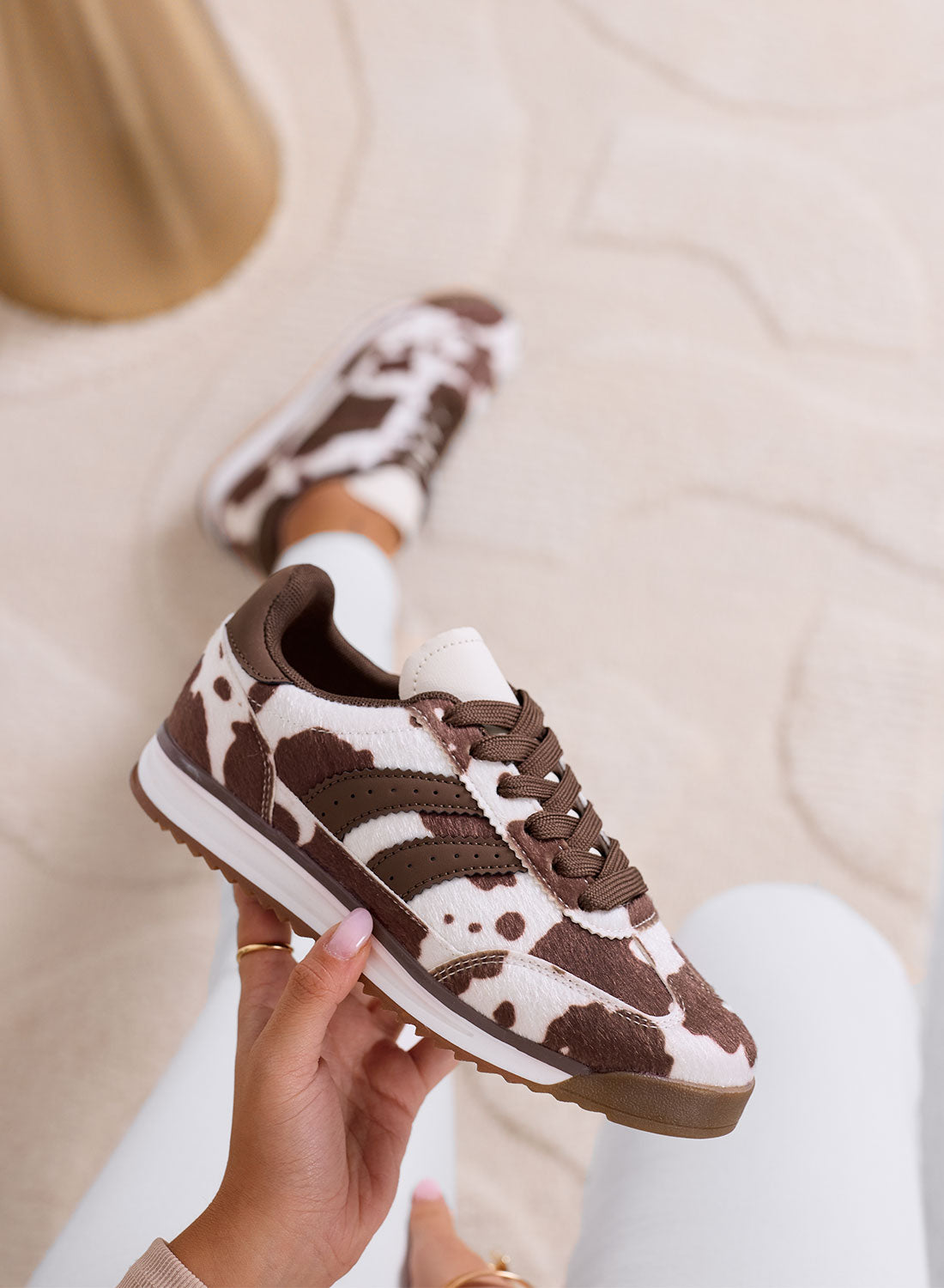 PIERA - Sneakers marroni stampa animalier con suola in gomma
