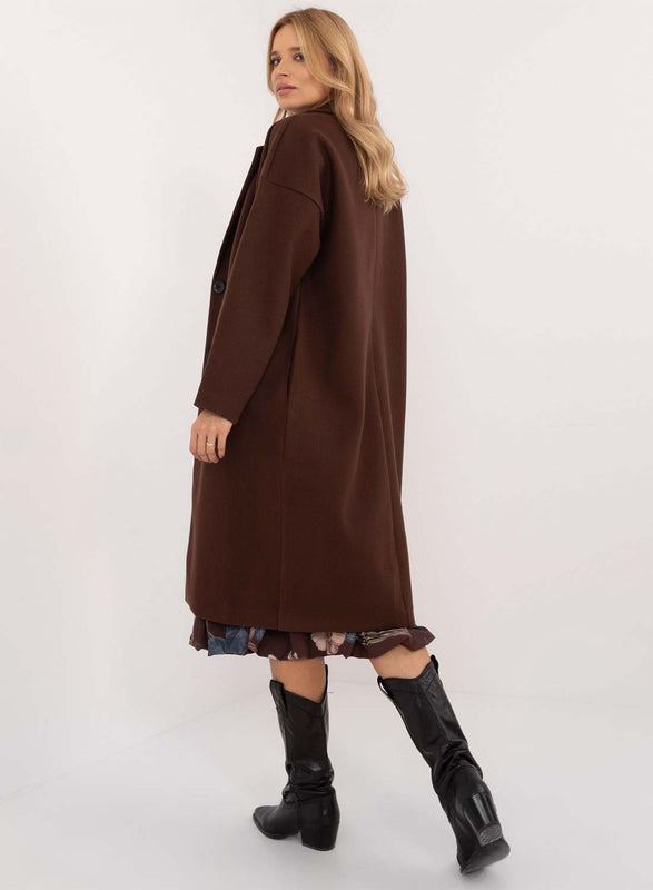 Cappotto lungo elegante marrone con bottoni