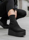 MIAA - Botines Alexoo negros de ante con cuña