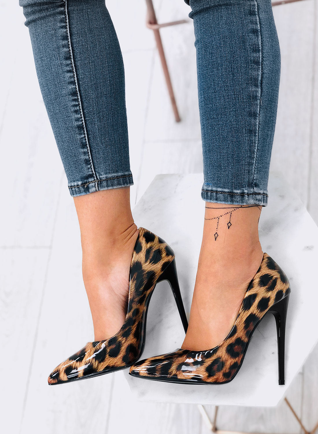 ELISA - Patent Leather Animal Print Pumps