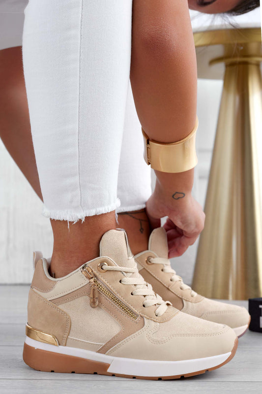 SIRIA - Sneakers beige con zip laterale