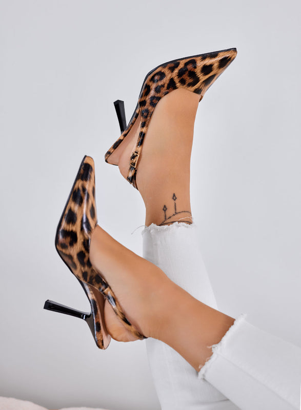 DORIE - Décolleté maculate slingback a punta con tacco a spillo 10 cm